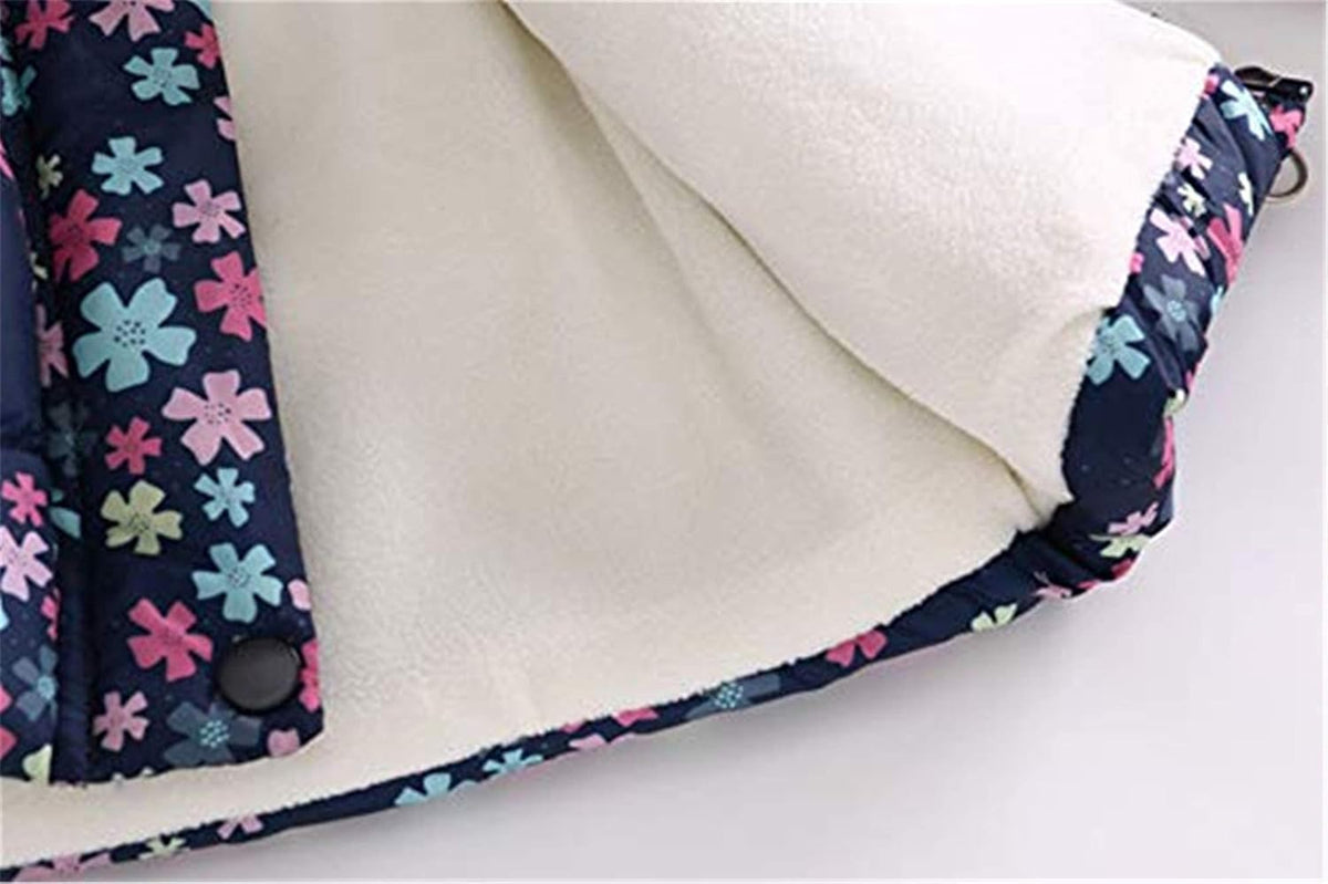 Miss Bei Girl's Winter Coat Jacket Hooded Kids Toddler Flower Print Parka Outwear Warm Cotton