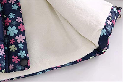 Miss Bei Girl's Winter Coat Jacket Hooded Kids Toddler Flower Print Parka Outwear Warm Cotton