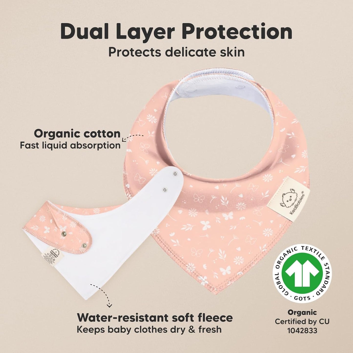 8-Pack Organic Baby Bandana Bibs for Girls - Super Absorbent Triangle Baby Bibs for Drooling and