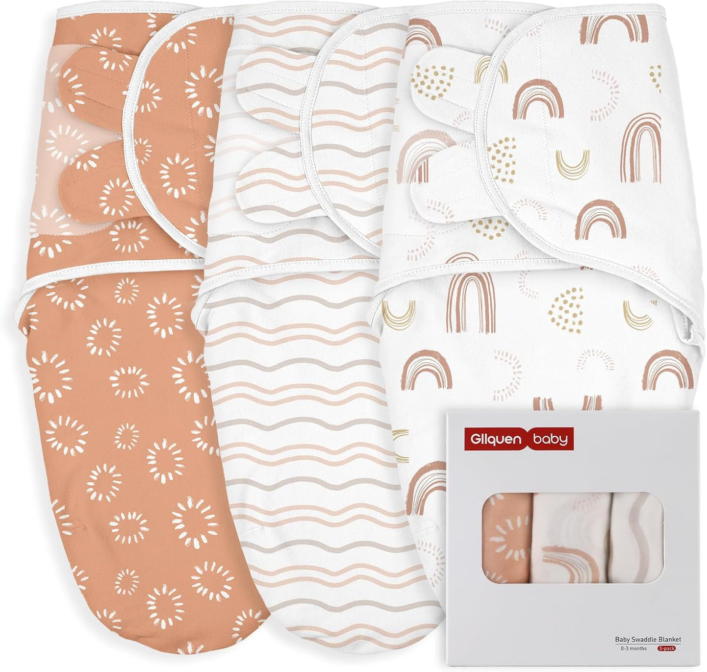 GLLQUEN BABY Swaddles for Newborn - 3 Pack Swaddle 0-3 Months, for Newborn Baby Boys and Girls