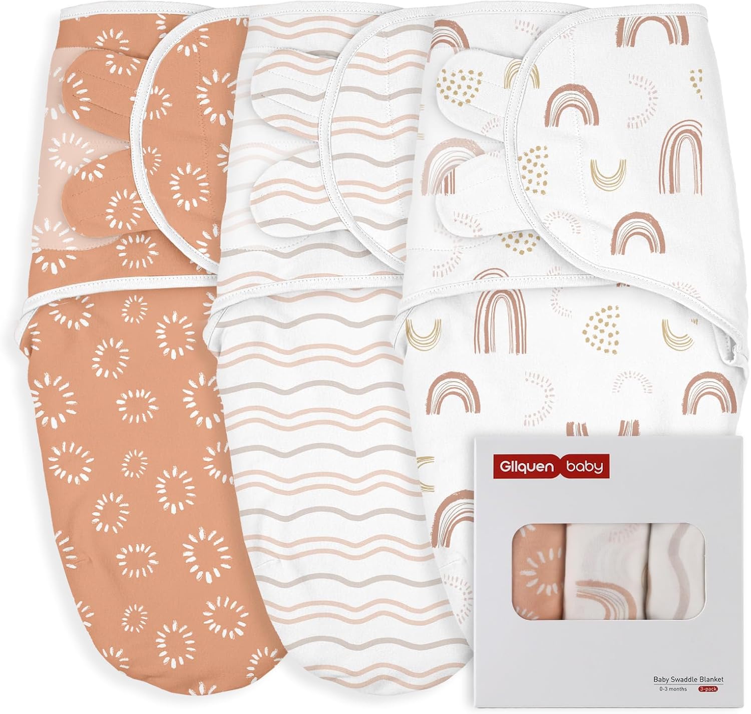 GLLQUEN BABY Swaddles for Newborn - 3 Pack Swaddle 0-3 Months, for Newborn Baby Boys and Girls