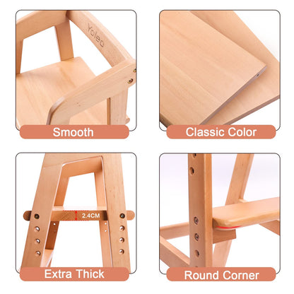 YOLEO High Chair Wooden for Toddlers Junior Childs, Sturdy Durable Dining Feeding Chair with Steps
