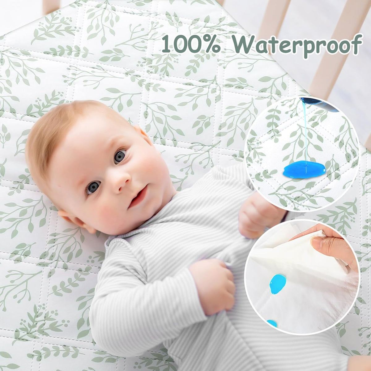 Yoofoss Waterproof Crib Mattress Protector 2 Pack, Quilted Crib Mattress Pad Cover Ultra Soft and