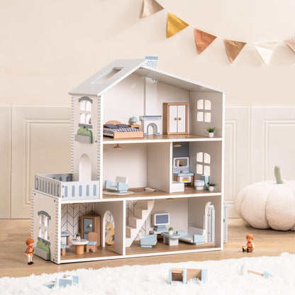 ROBUD Doll House, Wooden Dollhouse, Dollhouse Playset