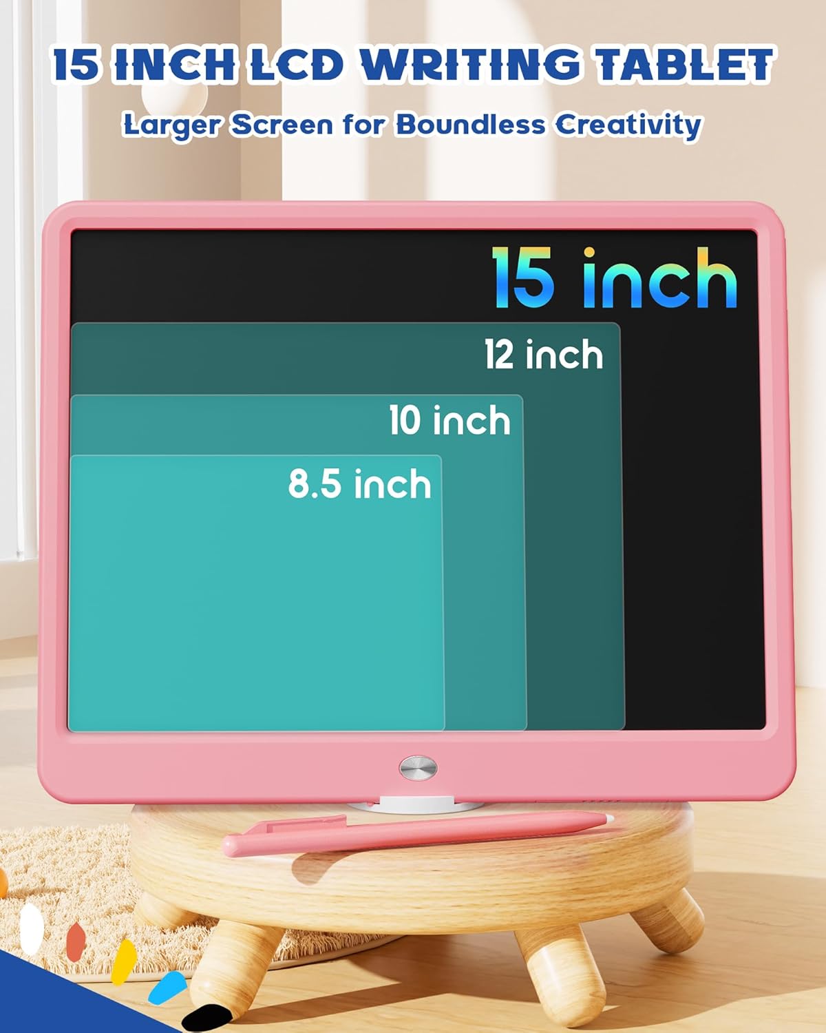 Bravokids 15 Inch LCD Writing Tablet for 3 Year Olds - Electronic Drawing Pad and Doodle Board as