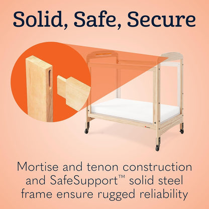 Foundations Serenity Compact Clearview Daycare Crib, Fixed Side, Durable Wood Construction