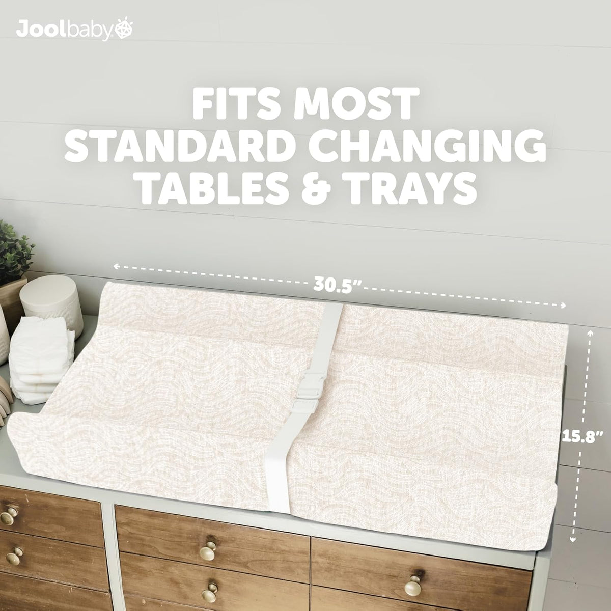 Jool Baby Soft Changing Pad + Washable Cover, Non-Slip - Fits Standard Changing Tables & Dressers