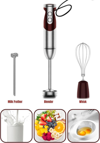 MegaWise Pro Titanium Reinforced 3-in-1 Immersion Corded Hand Blender, Powerful MOTOR with 80%