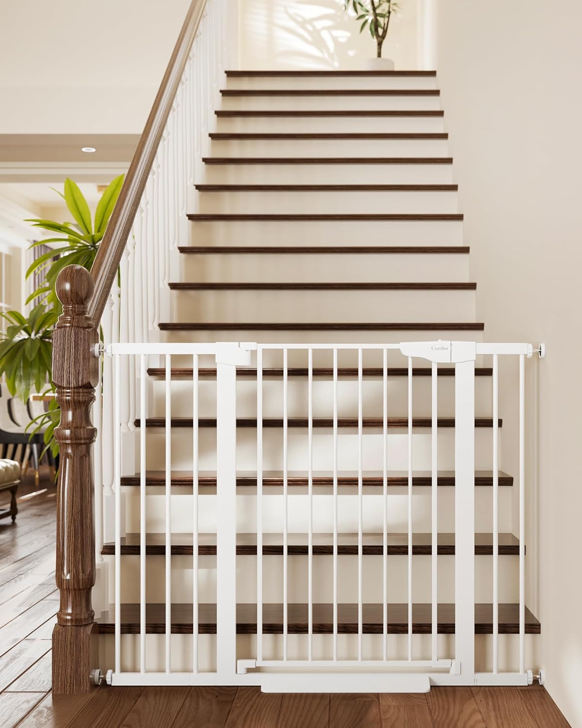 Cumbor 36" Extra Tall Baby Gate for Stairs, 29.7-48" Wide Dog Gates for Doorways, Auto Close Safety