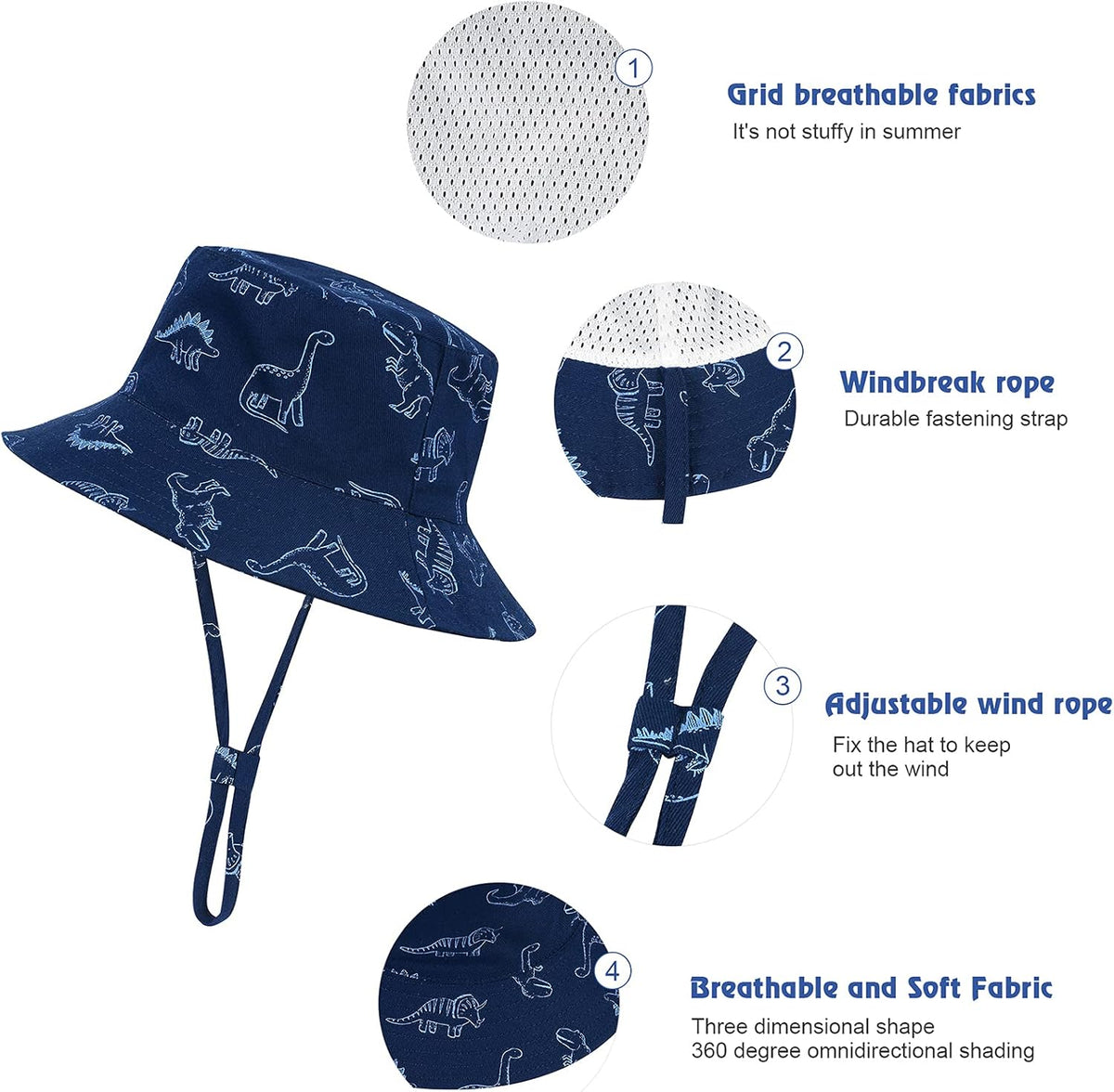 Durio Baby Bucket Sun Hat Toddler Hats Summer Beach Hat UPF 50+ Sun Protection Bucket Hats for Kids