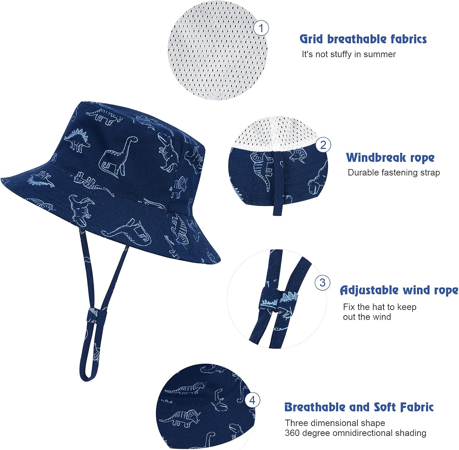 Durio Baby Bucket Sun Hat Toddler Hats Summer Beach Hat UPF 50+ Sun Protection Bucket Hats for Kids