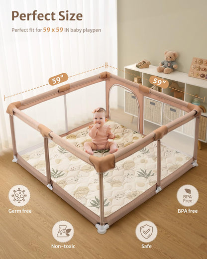 Blissful Diary Baby Play Mats for Floor, 59x59 Inch Thicker and Larger Soft Cushioning Foam