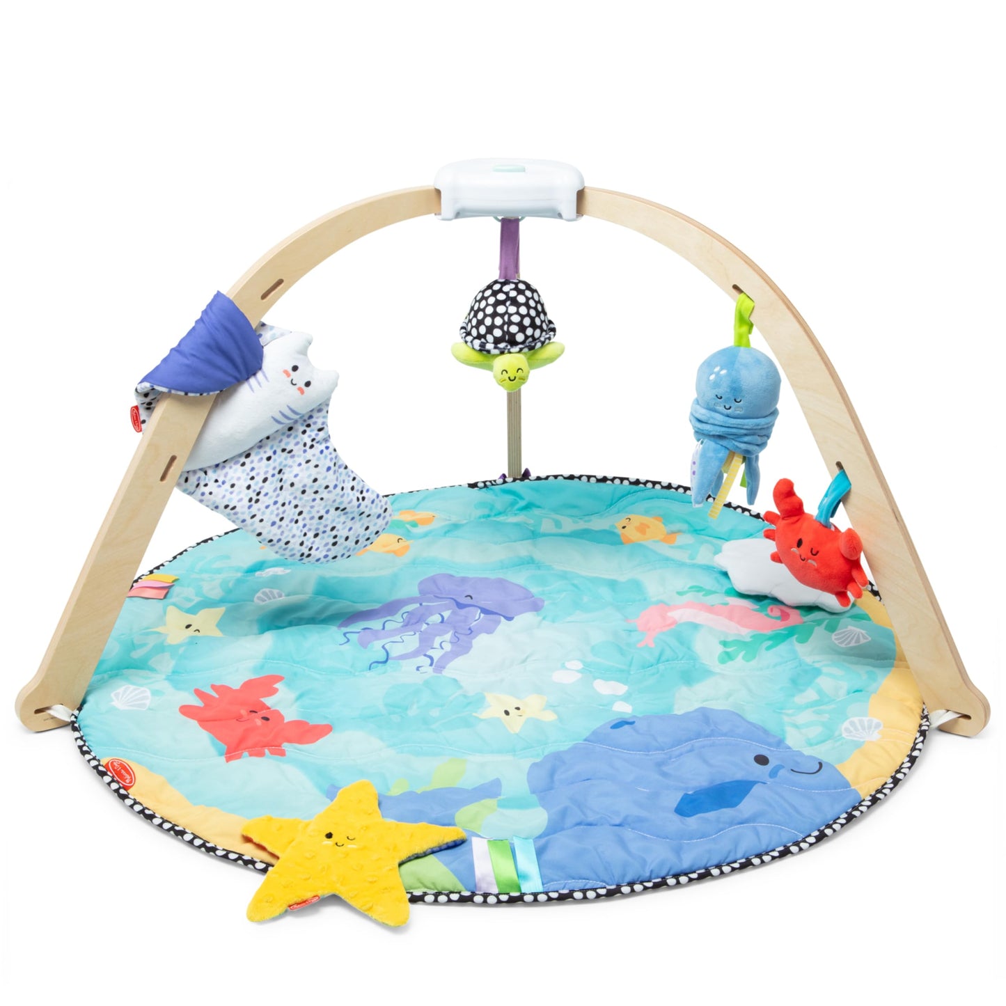 Melissa & Doug Ocean Wooden Baby Play Gym, Easy-Fold Baby Activity Center, 5 Washable Sensory Toys