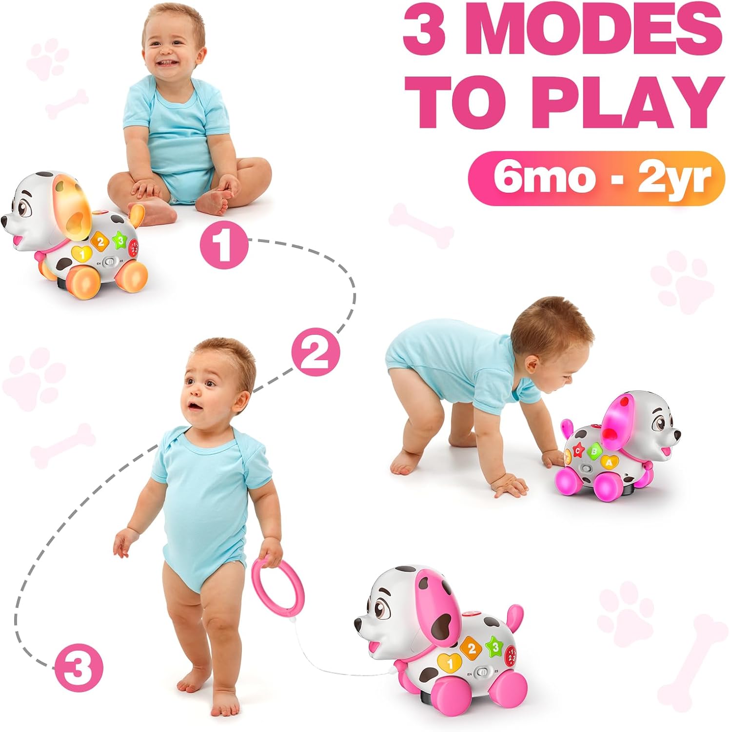3-in-1 Musical Puppy Toys for 1 Year Old Girl Gift, Educational Baby Toy 6-12-18 Month, 1st