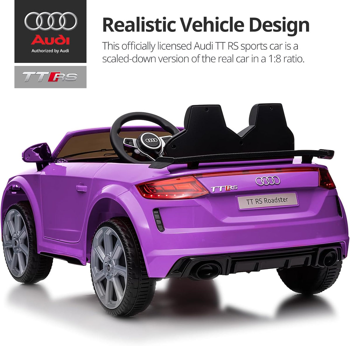 Electric Car for Kids, Licensed Audi 6V Kids Ride on Car Toy for Toddlers with Remote - Purple