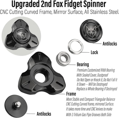 FREELOVE Metal Fidget Spinner, Stainless Steel Heavy, Long Spinning Toys, Cool Silent, Small Mini