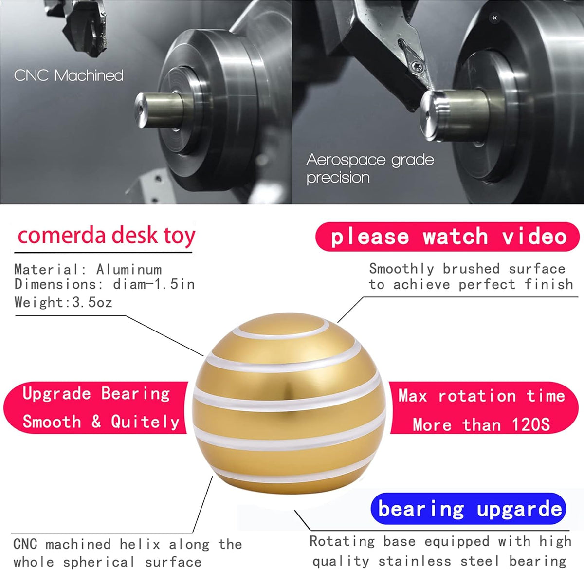 Desk-Fidget-Toys for Kinetic-Toy: Cool-Gadgets Cool-Stuff for Adults Kids Teens, Spinning Up to 180