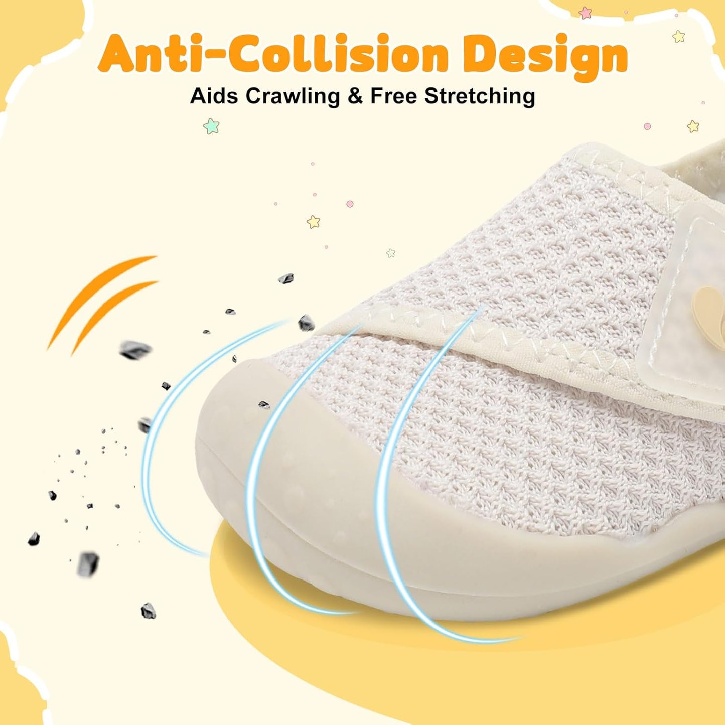 FEETCITY Baby First Walking Shoes Wide Baby Shoes Infant Sneakers Newborn Crib Shoe Barefoot
