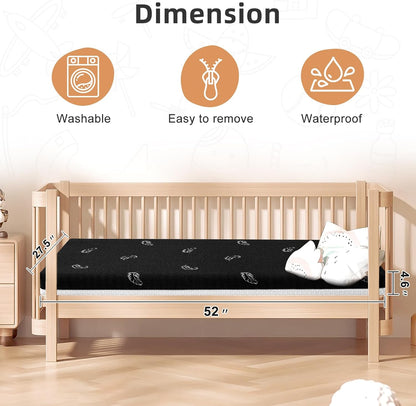 Crib Mattress, 52 x 27 Dual-Sided Comfort Baby and Toddler Mattress with Memory Foam, Waterproof