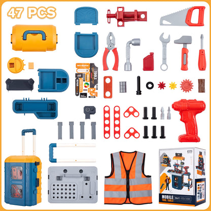 Kids Tool Bench with Kids Tool Set, Three Modes Toddler Tool Bench with Electric Drill Set, Pretend