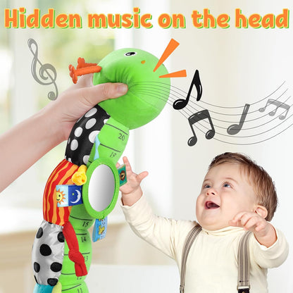 LIGHTDESIRE Baby Toys Musical Caterpillar,Infant Toys Stuffed Animals with Ruler Design,Mirror,Pull