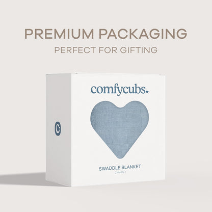 Comfy Cubs Muslin Swaddle Blankets Pack of 1 - 47 x 47 Inch Soft Cotton Baby Blanket Set, Large