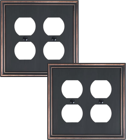 2-Pack Double Duplex Outlet Cover, Aged Bronze Decorative Switch Plates and Outlet Covers for