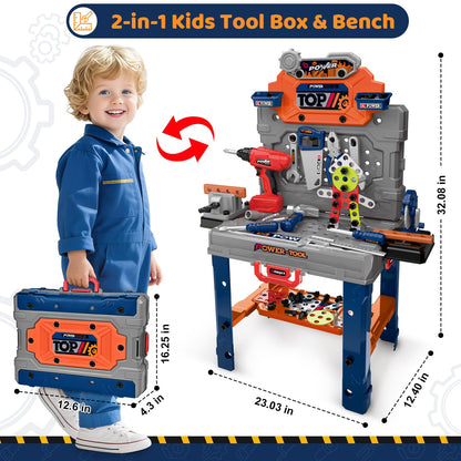 Kids Tool Bench with Electric Drill, Toddler Tool Set for Boys Ages 3-5 6-8
