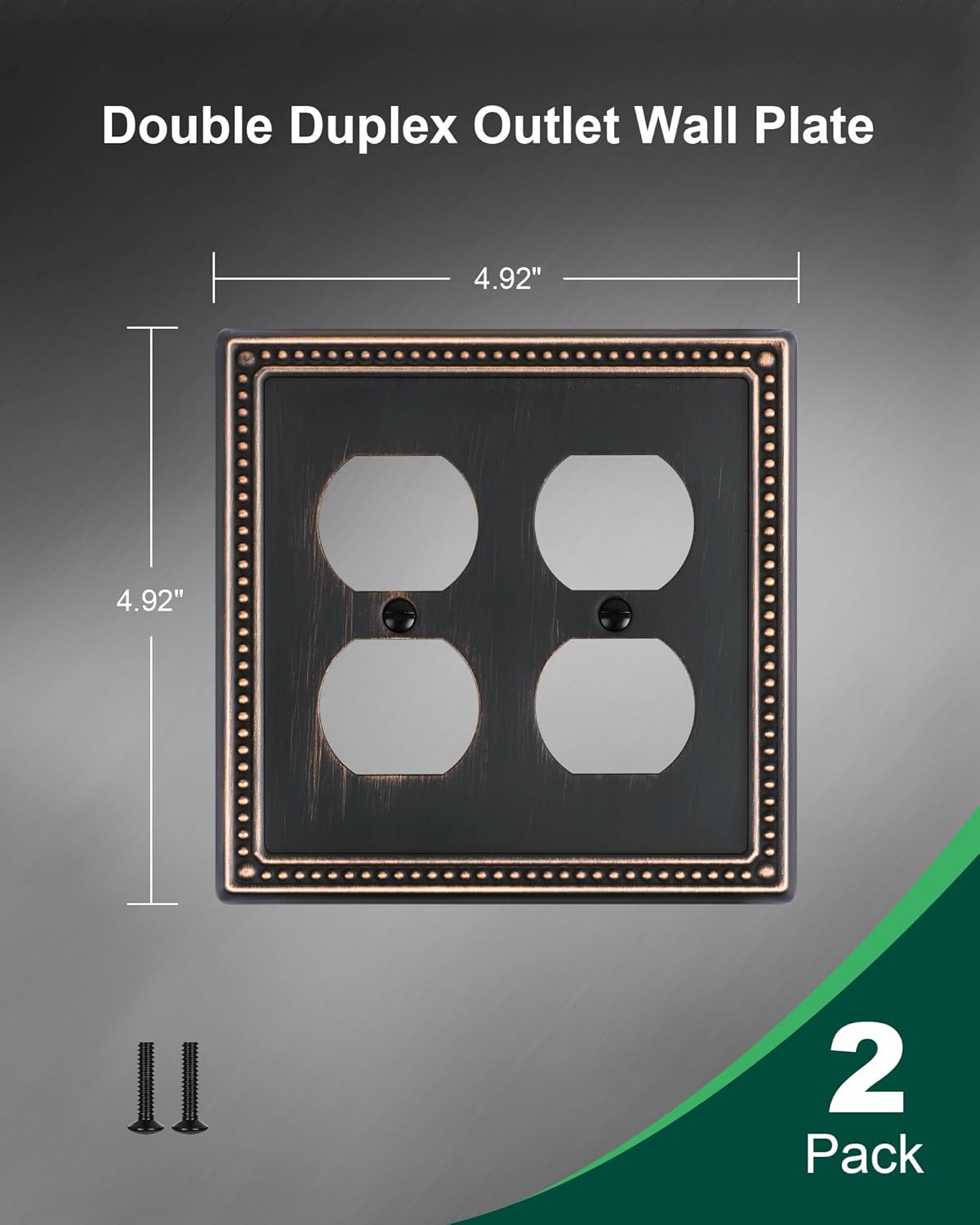 2-Pack Double Duplex Outlet Cover, Aged Bronze Metal Switch Plates and Outlet Covers, Pearls