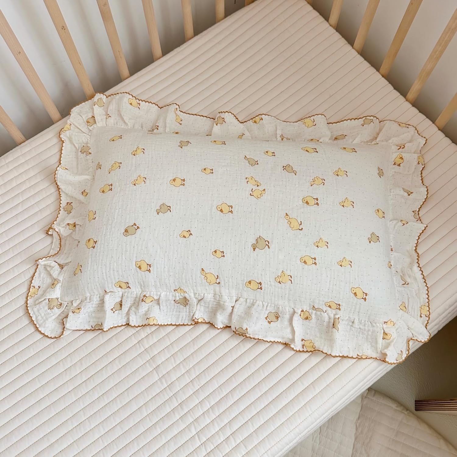 BuLuTu Cute Toddler Pillow Cases Cotton Muslin Toddler Pillowcase 1 PC, Ultra Soft Small Pillowcase