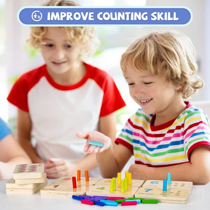ISMETACU Wooden Montessori Number Blocks for Kids, Counting Peg Board for Kids Age 3 4 5,Preschool