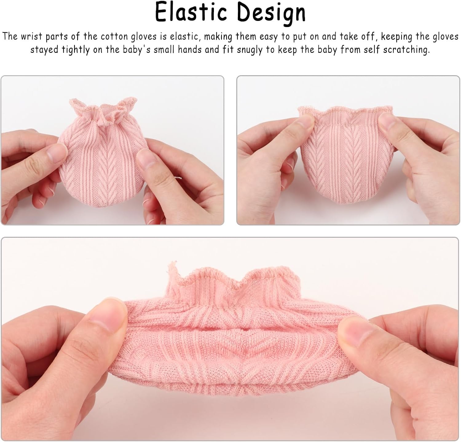 Newborn Baby Mittens No Scratch Cotton Elastic Wrist Gloves Infant Toddler Mittens for Baby Boy