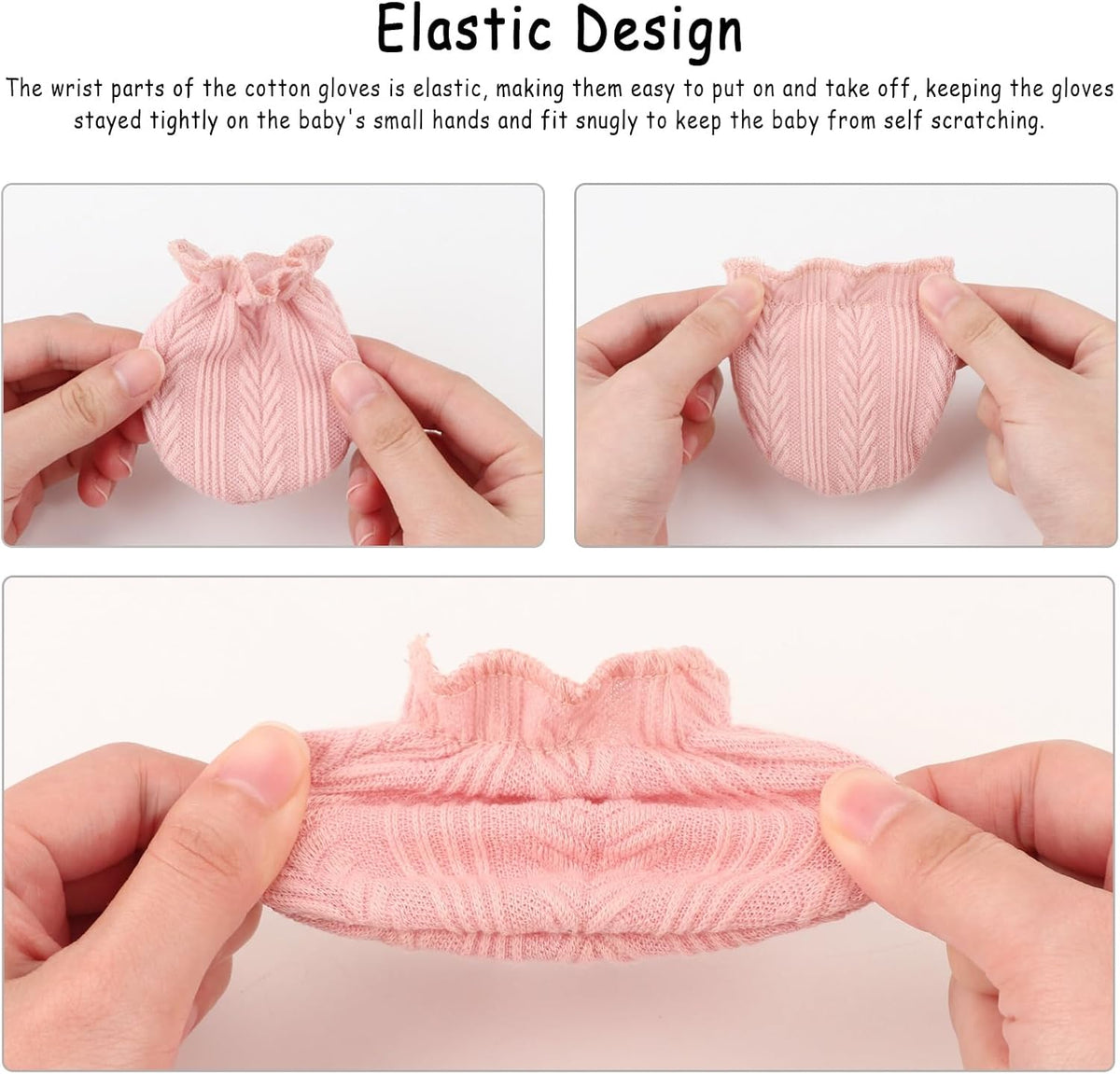 Newborn Baby Mittens No Scratch Cotton Elastic Wrist Gloves Infant Toddler Mittens for Baby Boy