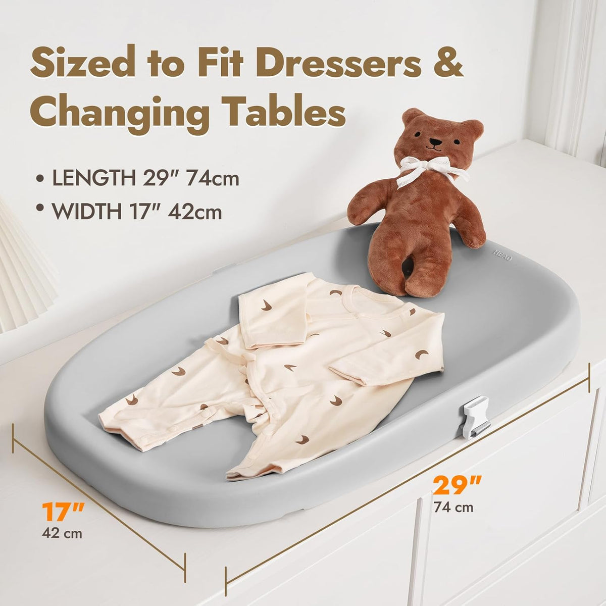 Papablic Wipeable Baby Changing Pad with Removable Safety Strap, Easy to Clean & Non-Slip