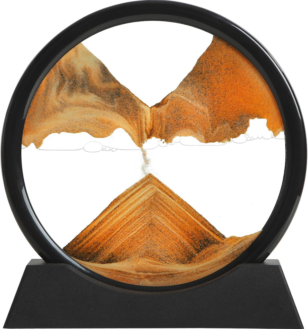 KPNUWN Moving Sand Art Liquid Motion, 3D Deep Sea Sandscape Color Quicksand Decor, Round Glass