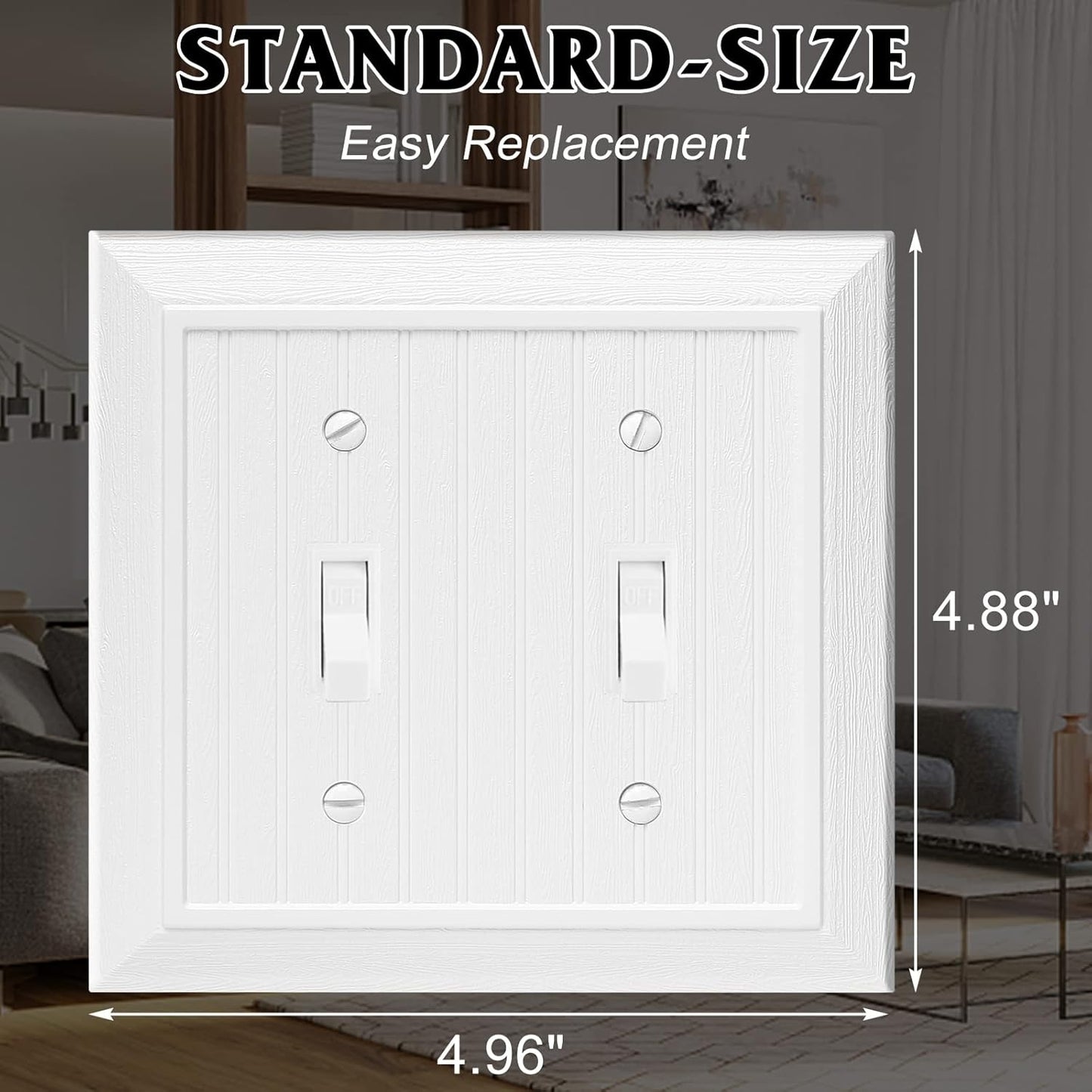 Modern Decorative Wall Plate Switch Plate Outlet Cover, Vintage Retro Wood Grain Design(Double