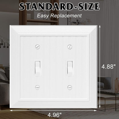 Modern Decorative Wall Plate Switch Plate Outlet Cover, Vintage Retro Wood Grain Design(Double