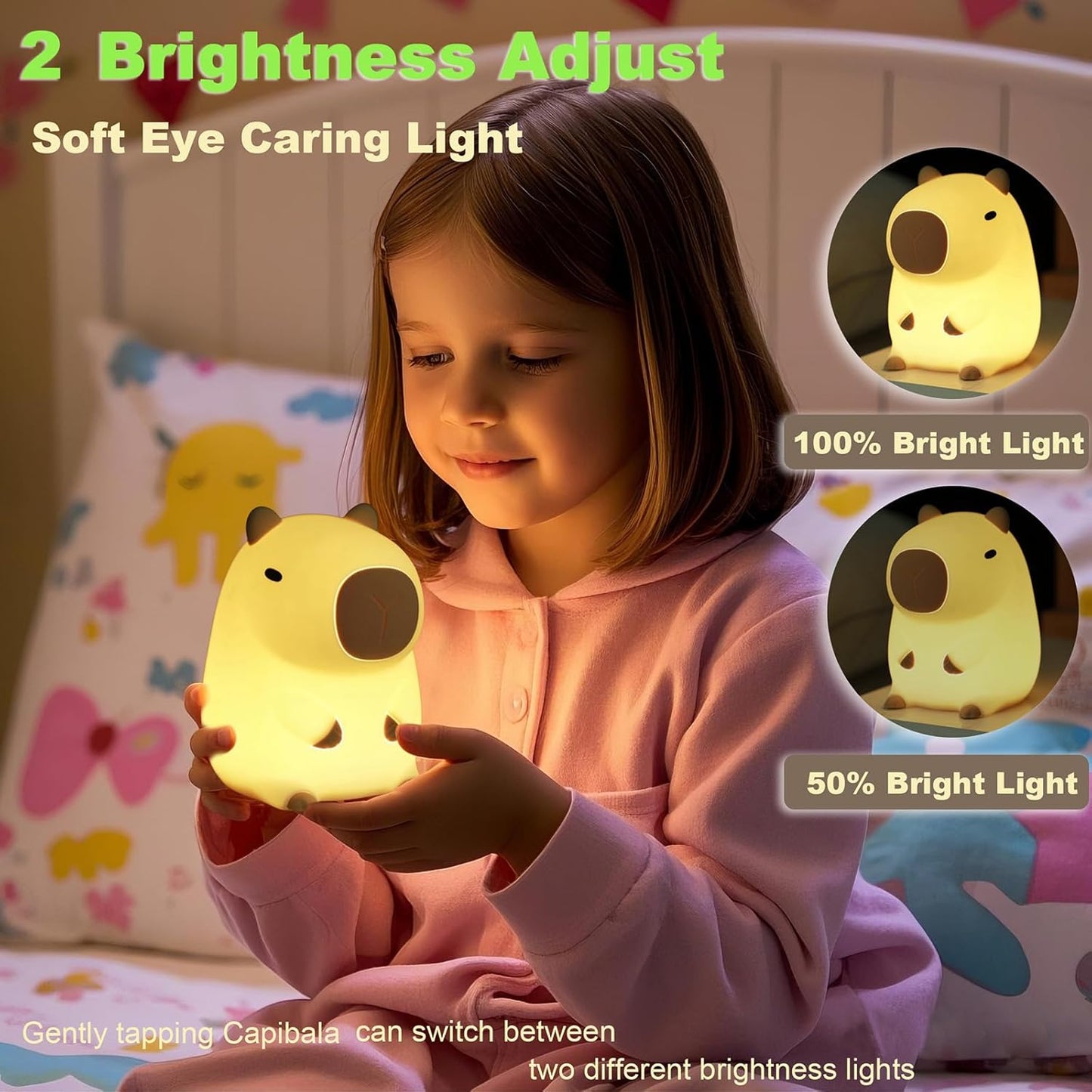 DREAMING MY DREAM Cute Capybara lamp,Squishy Capybara Night Light LED Rechargeable Novelty Animal