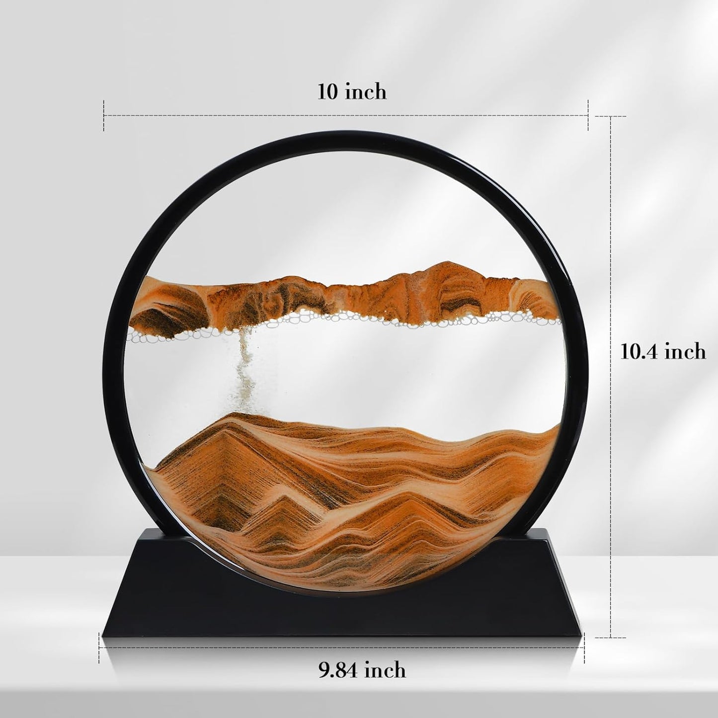 KPNUWN Moving Sand Art Liquid Motion, 3D Deep Sea Sandscape Color Quicksand Decor, Round Glass