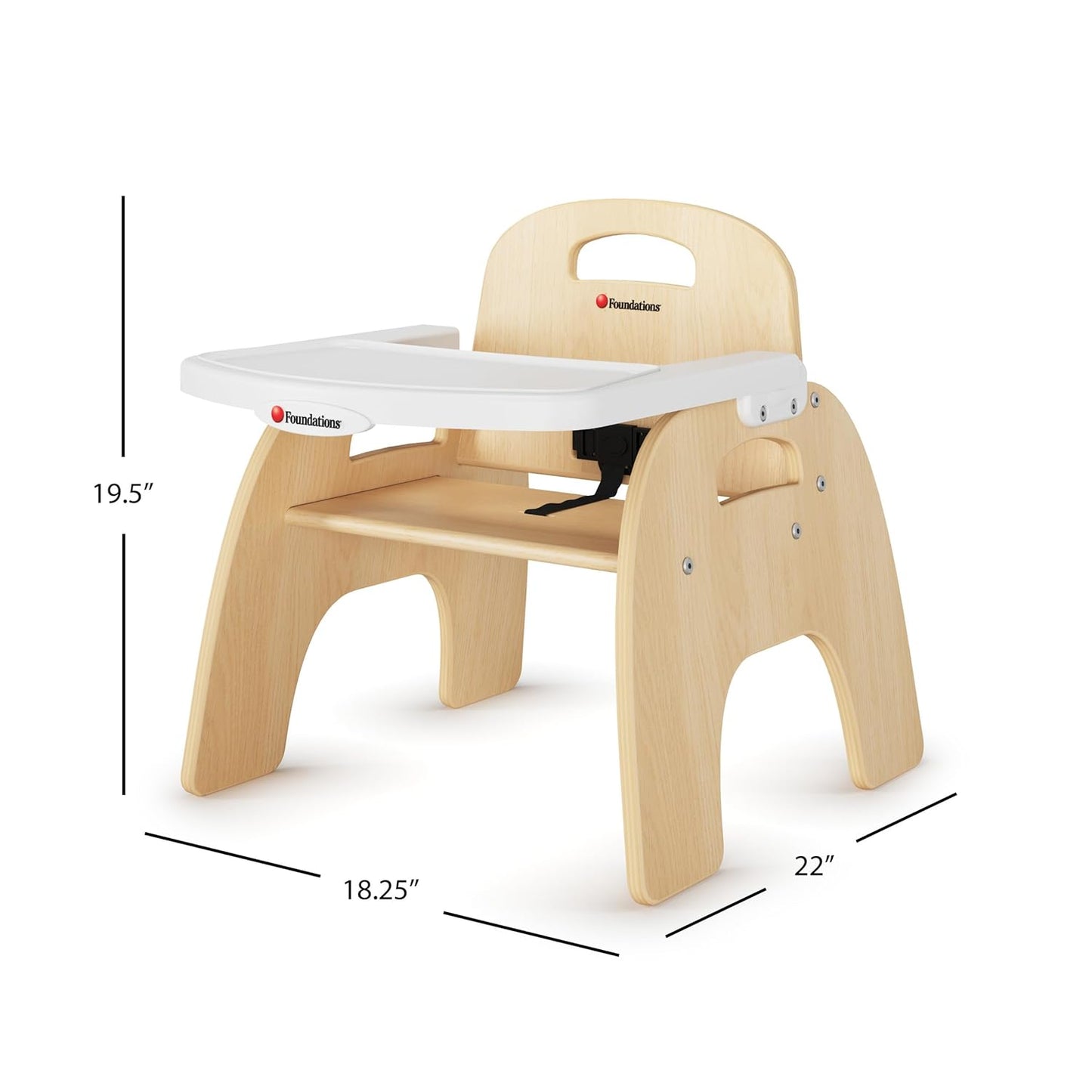 Foundations Easy Serve Low Wood Feeding Chairs Multipack, Adjustable Harness, Removable Dishwasher