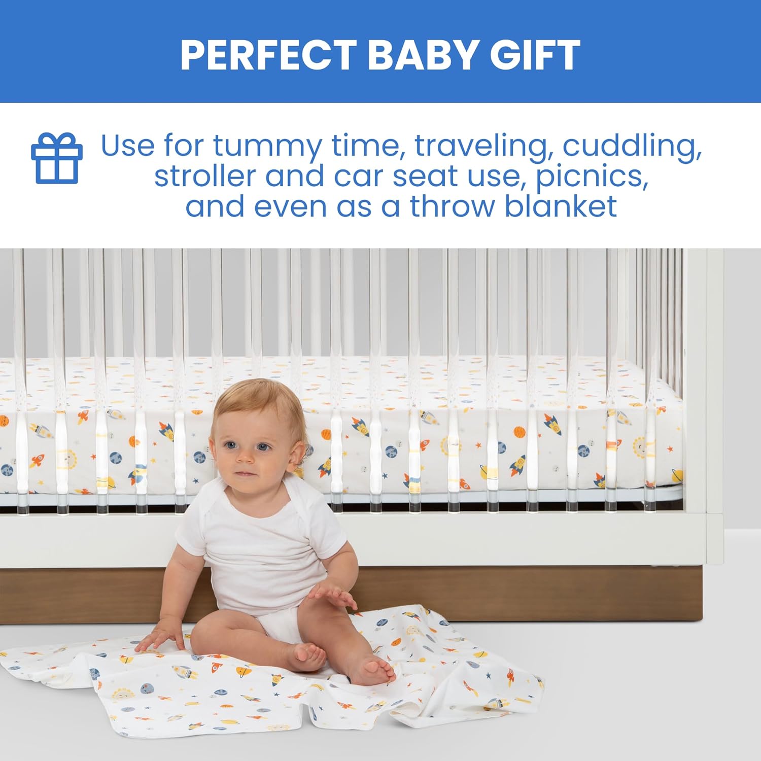 Delta Children 100% Cotton Flannel Baby Receiving Blankets for Girls and Boys – 30x30 Inches (Pack