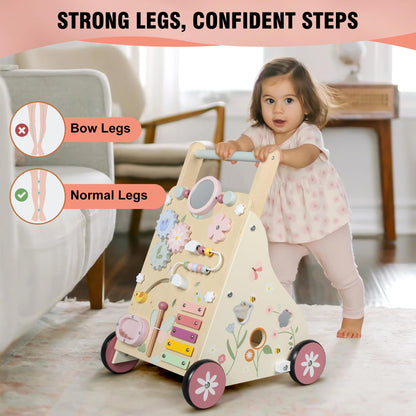 Pithfor Wooden Baby Walker, Baby Push Walker, Push Walker Toys for Babies Learning to Walk &
