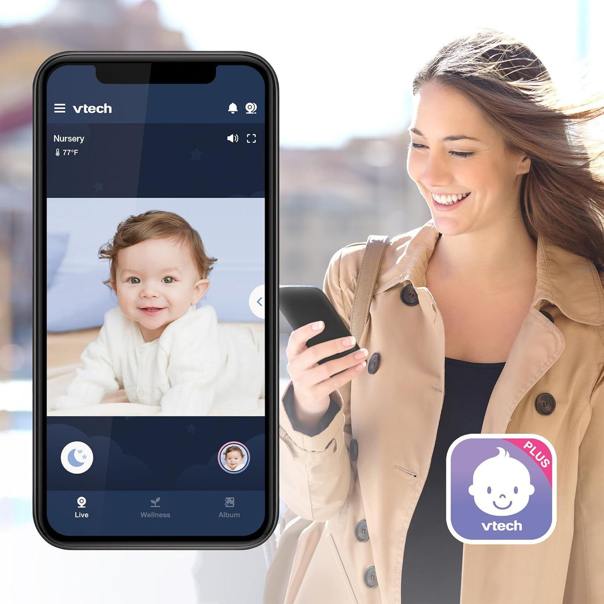 VTech Upgraded Smart WiFi Baby Monitor, 1080p FHD Camera and 5" HD IPS Display, Free App with