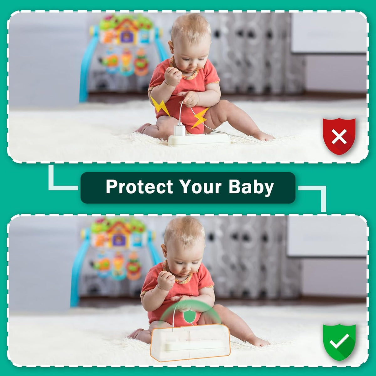 Improved Power Strip Cover Box(1 Pack) 丨Outlet Covers Baby Proofing丨Baby Safety Products丨Adjustable