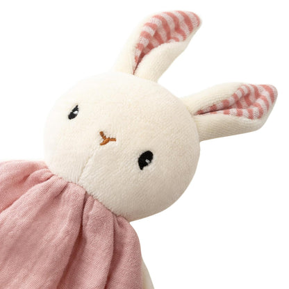 Organic Cotton Stuffed Animal Rattle Baby Toys, Plush Bunny Cuddle Cloth and Hand Grip Ring Rattles