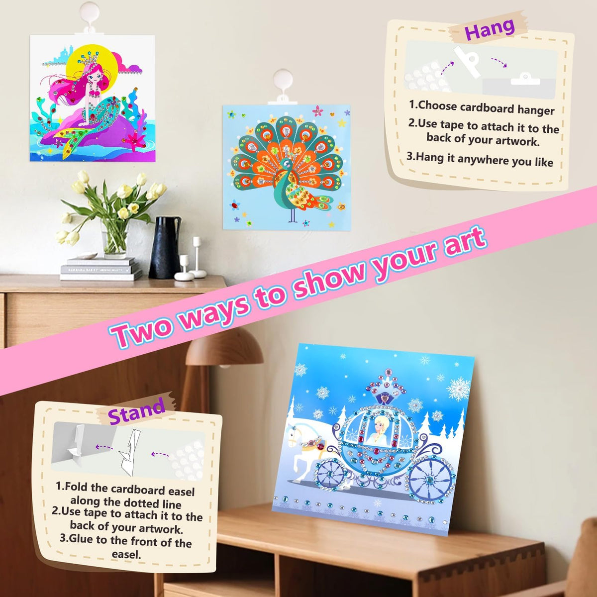 Marlrin Gem Sticker Kit for Kids, 8 Unicorn Princess Themes, Crafts Kits for Girls Ages 4-8, Arts &