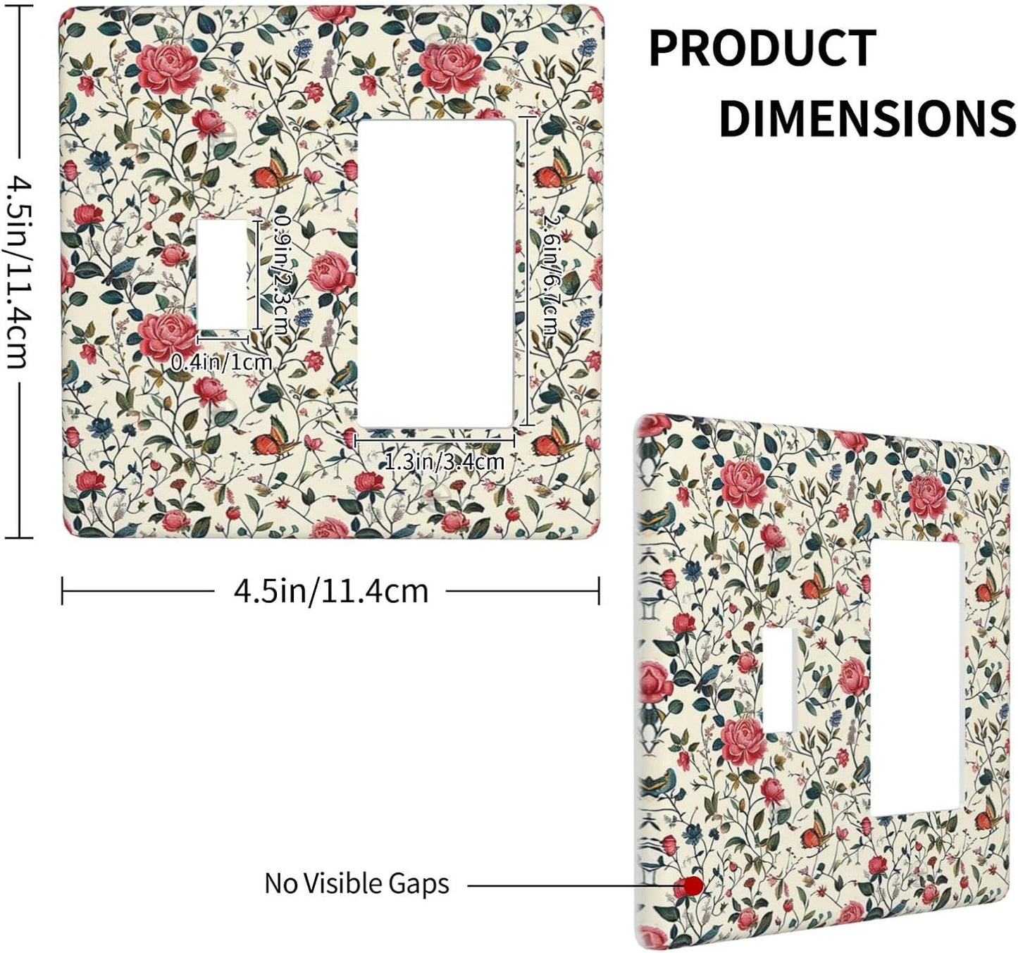 Outlet Covers Vintage Flowers Rose Leaf Bird Butterfly 1 Toggle 1 Rocker Combination Decorative