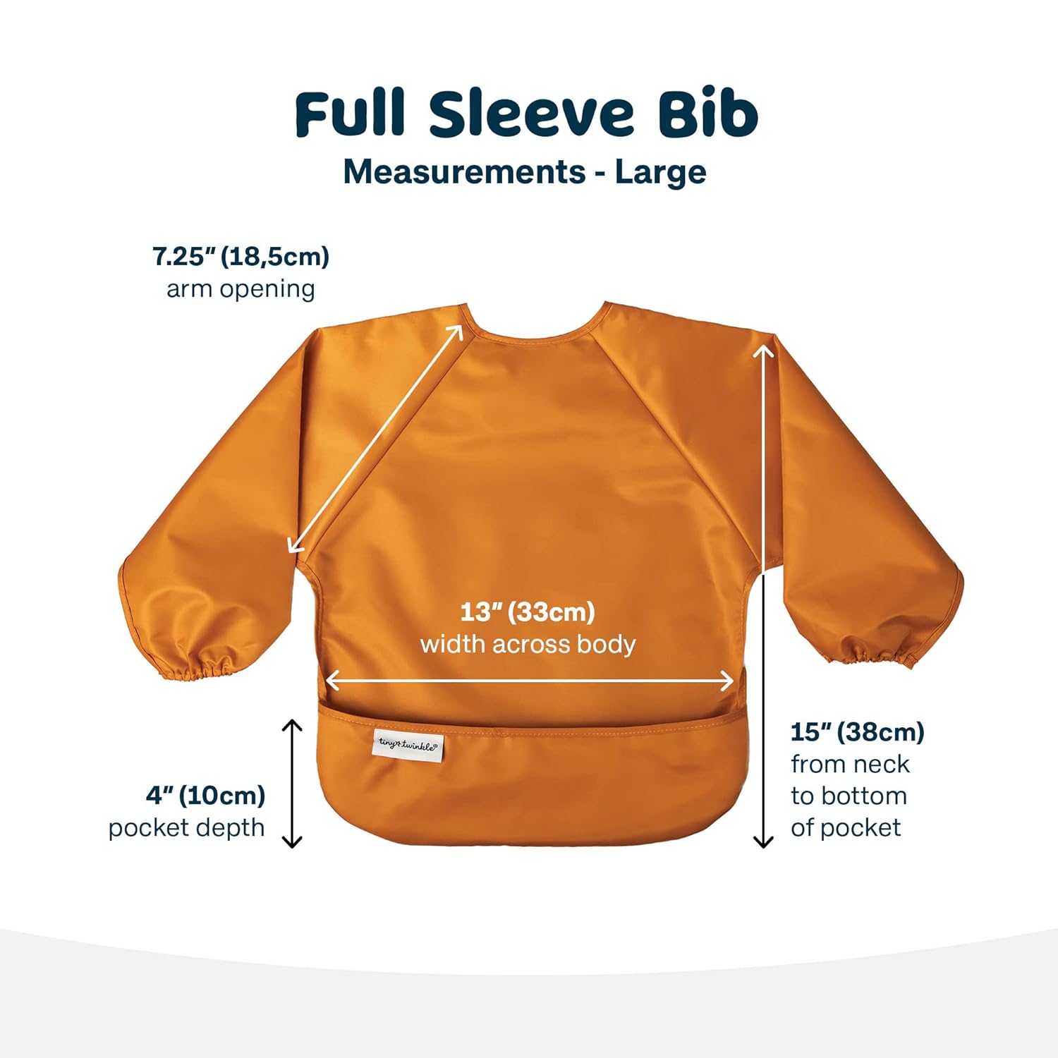 Tiny Twinkle Mess Proof Baby Bibs, 2pk Waterproof Smock Baby Bibs for Eating, Machine Washable Long