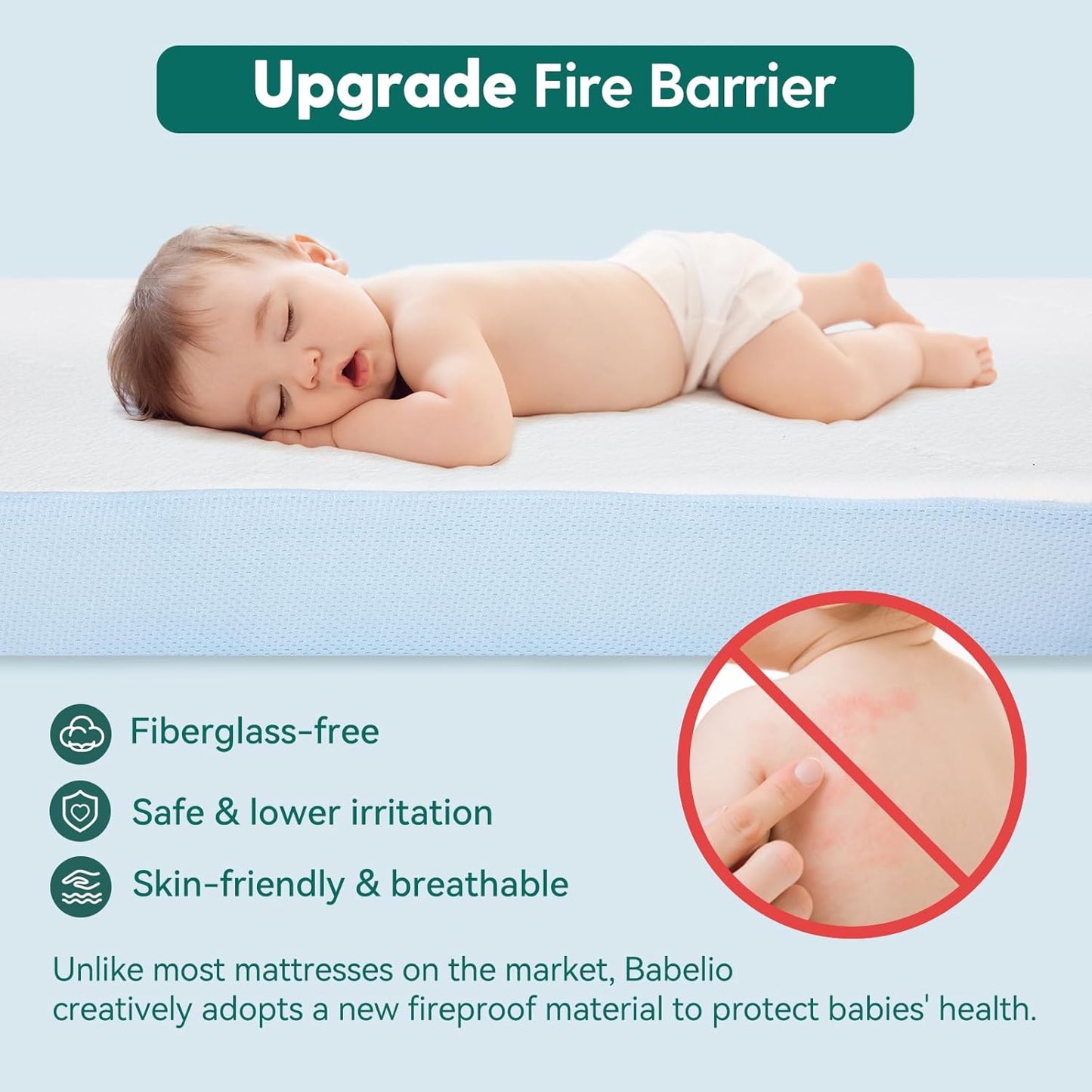 BABELIO Toddler Mattress for Crib Memory Foam 2 Stage Standard Size, with Removable Waterproof