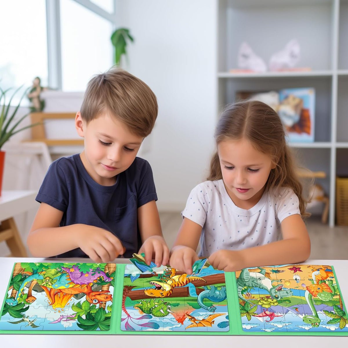 Magnetic Puzzles for Toddlers 3-5 , 75-Pieces Travel Toys , Dinosaur Puzzles Ages 4-6, Educational